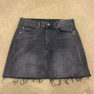 Faded Black Denim Mini Skirtt